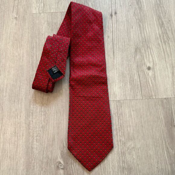 Bally Red Silk Tie Polka Dots Mens - Picture 5 of 6